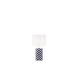 Obrázek pro produkt Stolní lampa Zeno (bílá + modrá keramika) objímka E14, konstrukce pr. 20 x V 37,5 cm, stínidlo pr. 20 x V 18 cm - FANEUROPE