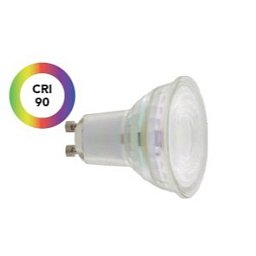 Obrázek pro produkt Žárovka LED GU10 sklo, 5 W, 550 lm, 4000 K, 240 °, 50 x 54 mm, 15 000 h, CRI 90 - FANEUROPE