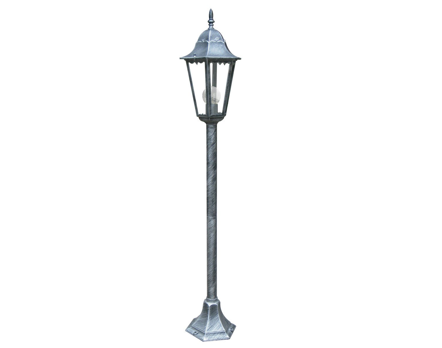 FAN LANT-FIRENZE/P1 Sloupkové svítidlo FIRENZE černá/stříbrná, 1xE27, IP44, 104 x 21 x 21 cm - FANEUROPE