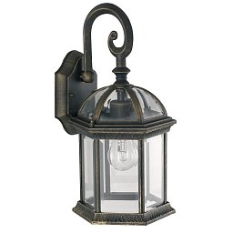 Obrázek pro produkt Venkovní nástěnné svítidlo GAETA černá/zlatá, 1xE27, IP23, 39 x 20 cm - FANEUROPE