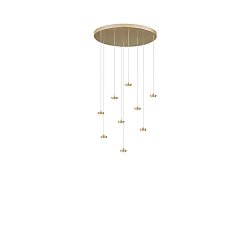 Obrázek pro produkt Konstrukce zlatá kovová závěsná konstrukce s integrovaným LED světelným bodem 27 W, průměr 60 cm x výška 192,5 cm, nastavitelný - FANEUROPE