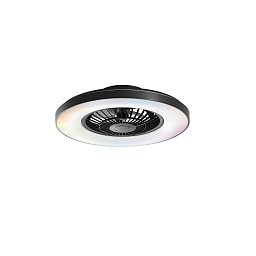 Obrázek pro produkt Stropní svítidlo Garbin černý LED ventilátor 40 W, 5500 lm, CCT stmívatelné, s RF dálkovým ovladačem a Bluetooth reproduktorem,  - FANEUROPE