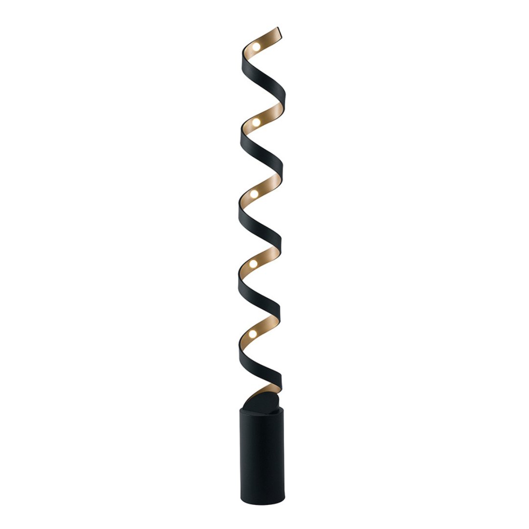 FAN LED-HELIX-PT10 NER Stojací lampa PIANTANA LED HELIX černá/zlatá, 30 W, 1700 lm, 4000 K, 14,5 x 14,5 x 152 cm - FANEUROPE