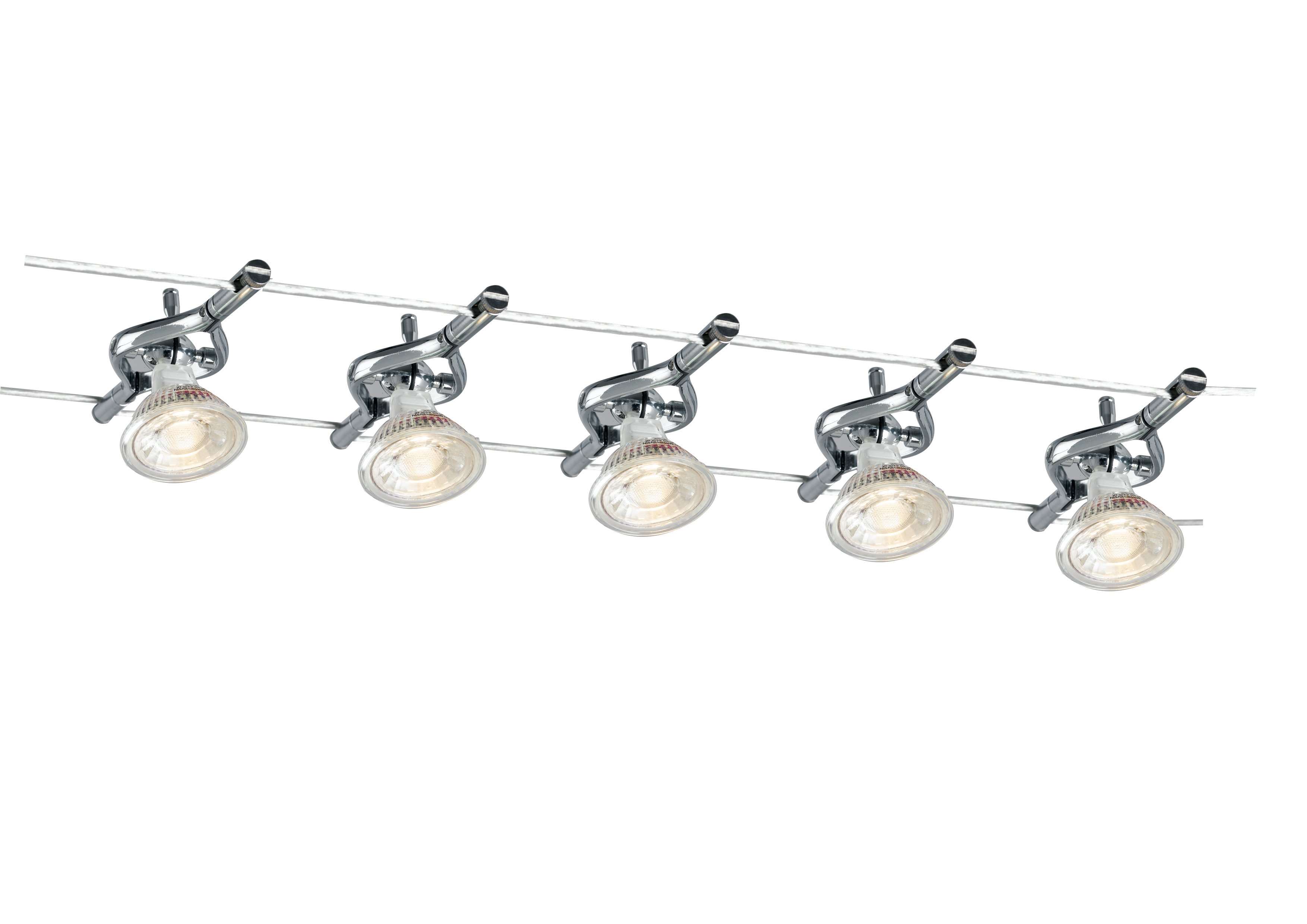 FAN LED-METRO-5 Lankový systém SISTEMA CAVI TESI Metro chrom 5 x MR16 max 9 W driver vč. 5 m - FANEUROPE