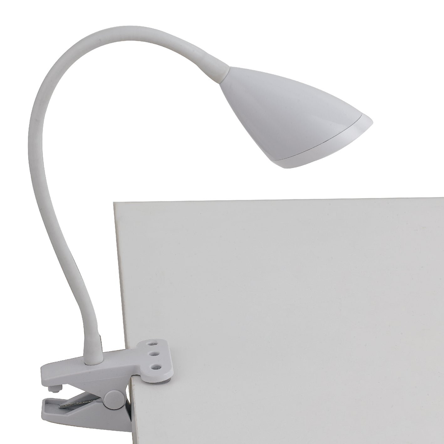 FAN LEDT-HEGEL-WHITE Stolní lampa LED HEGEL bílá s klipem 3,7 W 450 lm 4000 K 9,5x9,5x33 cm - FANEUROPE