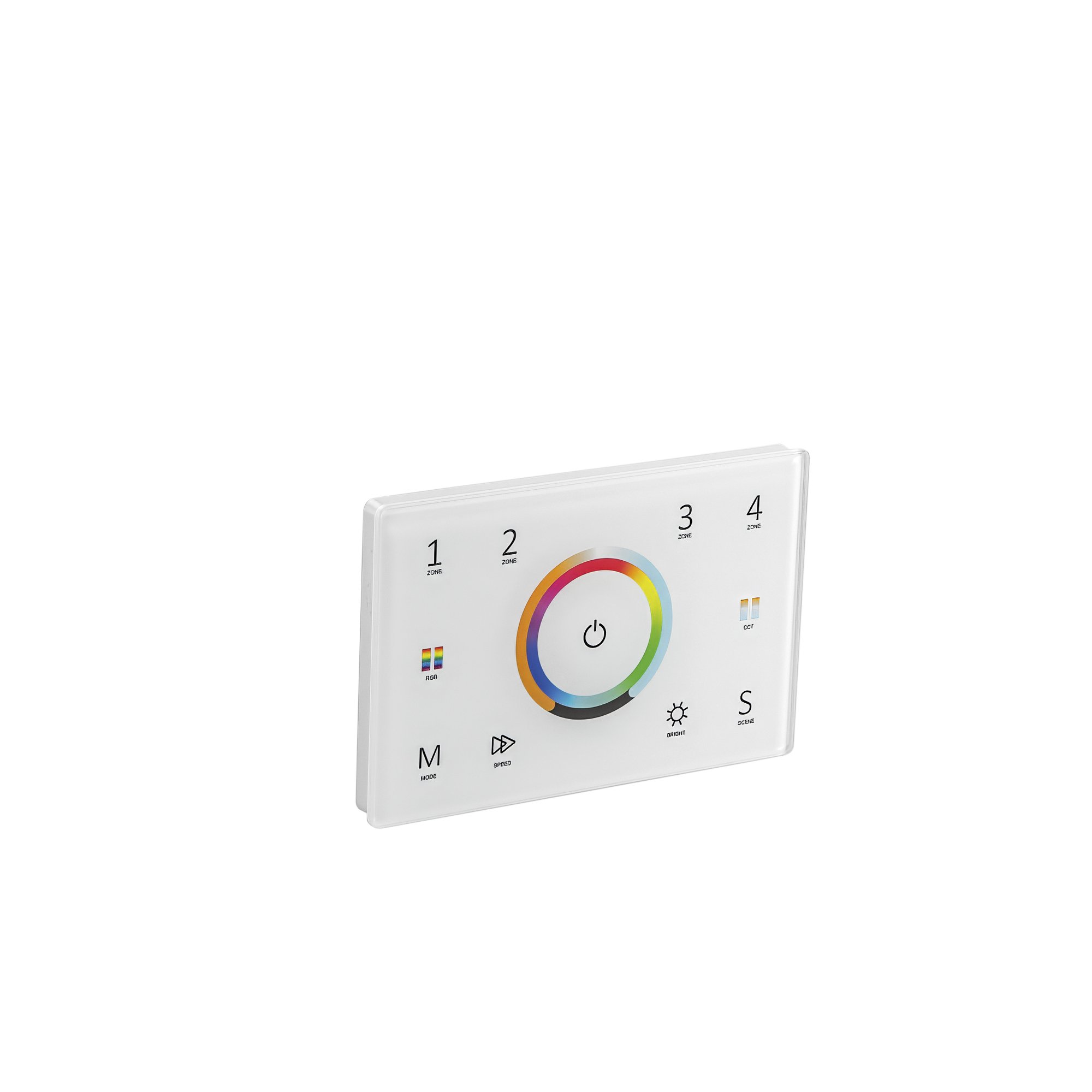 FAN RF-DMXPAD-5CH Nástěnný ovladač RF 2,4 GHz RGB/RGBW/RGB+CCT 4 zóny 5 kanálů, 230 V, připojitelný DMX512, 12 x 8 x 3,7 cm - FANEUROPE