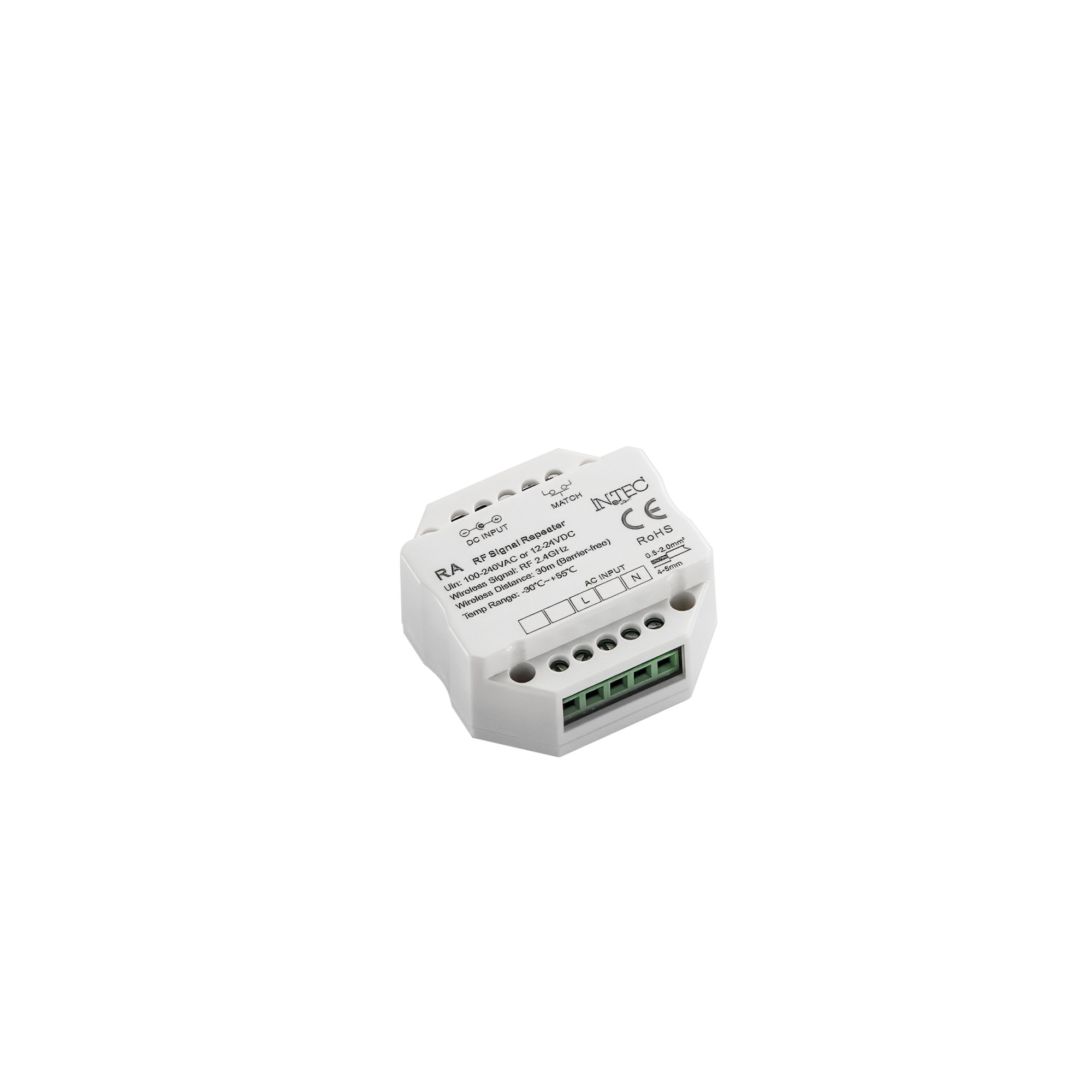 FAN RF-RIPETITORE Opakovač signálu 2,4 GHz, AC 100–240 V nebo DC 12–24 V, 5,2 x 5,2 x 2,6 cm - FANEUROPE