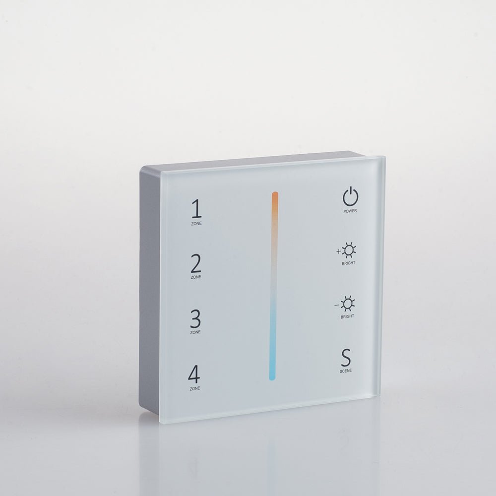 FAN RF-WALLPAD-2CH Nástěnný ovladač RF 2,4 GHz CCT bílá 4 zóny 2 kanály, 8,6 x 8,6 x 3,6 cm - FANEUROPE