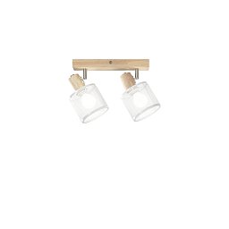 Obrázek pro produkt Bodové svítidlo Twinset s dřevěnou základnou (2xE14) max. 40 W, 27 x 2.5 x 14 cm - FANEUROPE