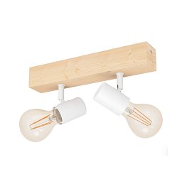 Obrázek pro produkt Stropní/ nástěnné bodové svítidlo 2x E27 'TOWNSHEND 3 dřevo / bílá - EGLO