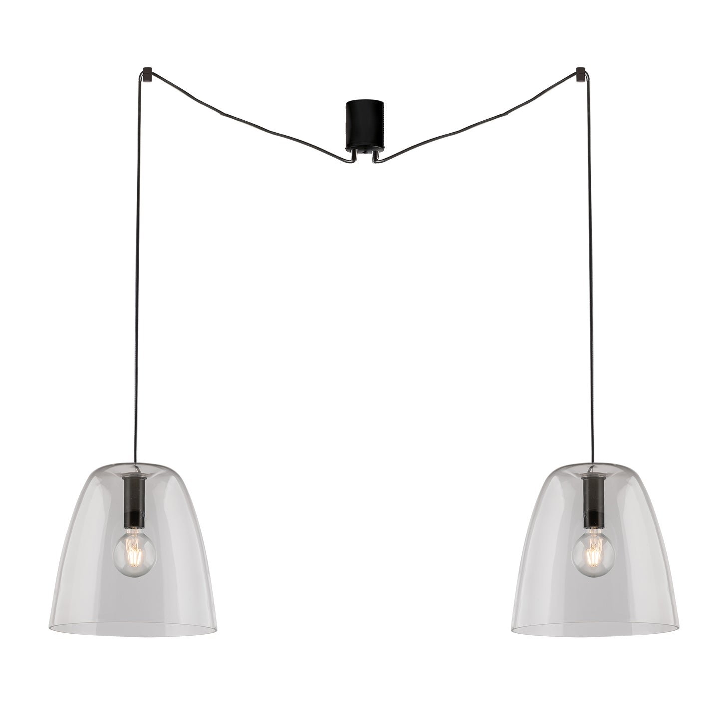 FAN I-ARES-S2-TR Závěsné svítidlo Ares, průhledné, 2 x E27, 35 x 250 cm - FANEUROPE