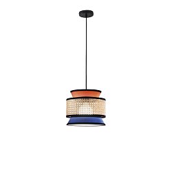 Obrázek pro produkt Závěsné svítidlo Gazebo oranžová + modrá + přírodní ratan, 1 x E27, pr. 26 x 206 cm - FANEUROPE