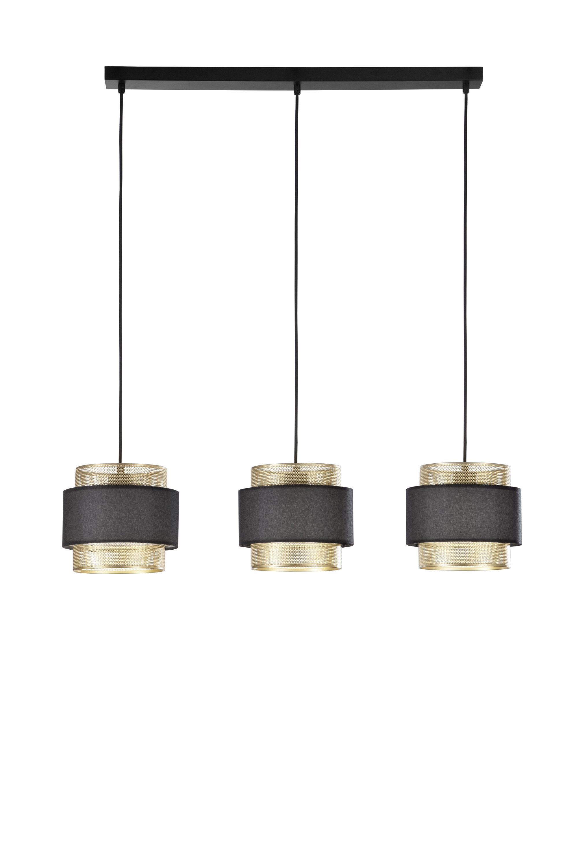 FAN I-LOUNGE-S3 Závěsné svítidlo Lounge zlatá + černá konstrukce, 3 x E27, 85 x 200 cm - FANEUROPE