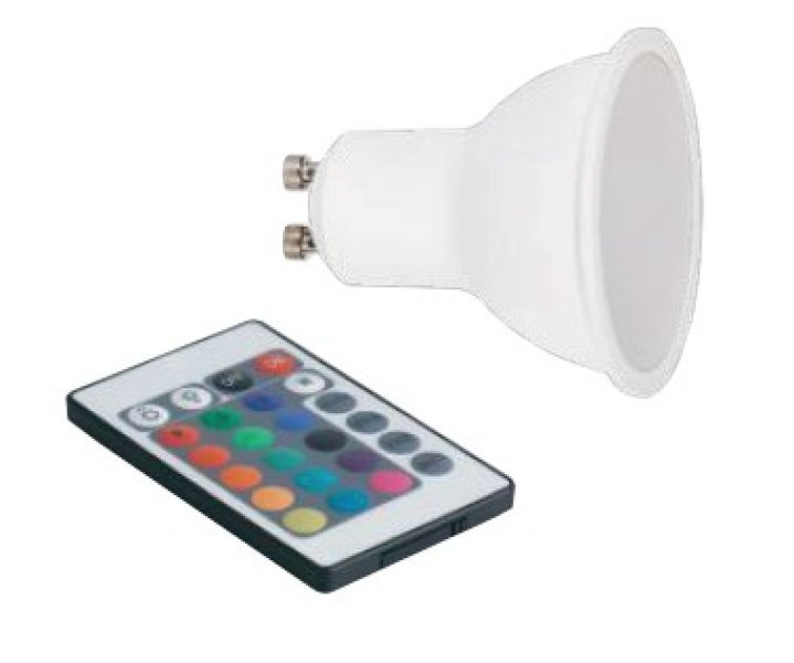 FAN KLASSIC-GU10-RGBW Žárovka LED GU10, 5 W, 400 lm, RGB + 4000 K, 38 °, 50 x 56 mm, 15 000 h, CRI 80, dálkový ovladač - FANEUROPE