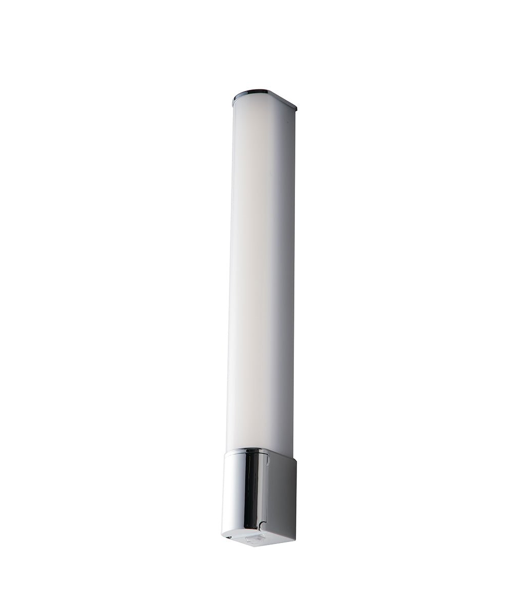 FAN LED-BLASTER-PLUG Koupelnové nástěnné LED svítidlo BLASTER, bílá/chrom, hliník/polykarbonát, 8 W, 1000 lm, 4000 K, IP44, se zásuvkou SCHUKO, 5,9 x - FANEUROPE