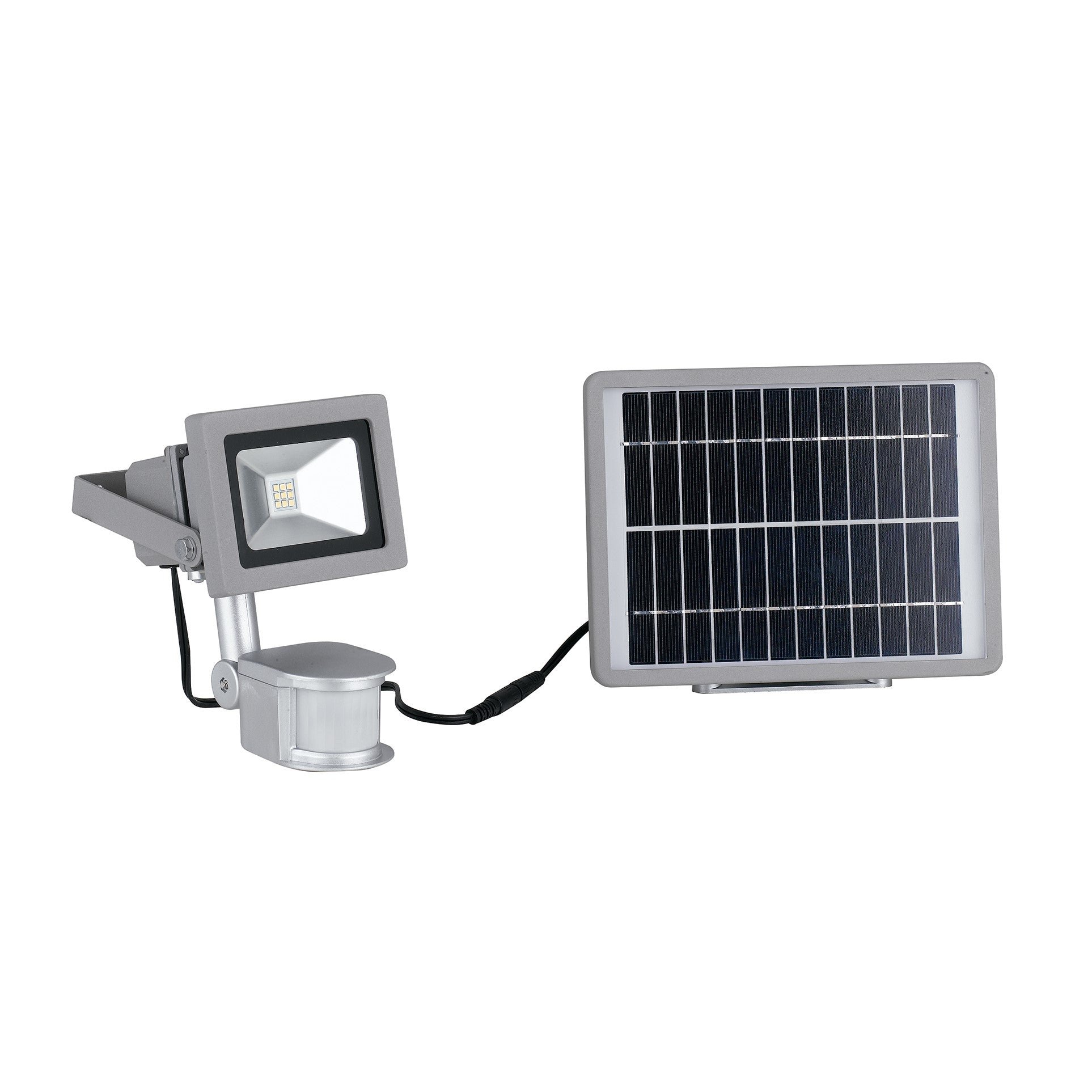 FAN LED-ELIOS-SOLAR Solární reflektor ELIOs stříbrná, hliník, 9 W, 620 lm, 4000 K, IP44, solární panel/senzor, 16,4 x 11,5 cm - FANEUROPE