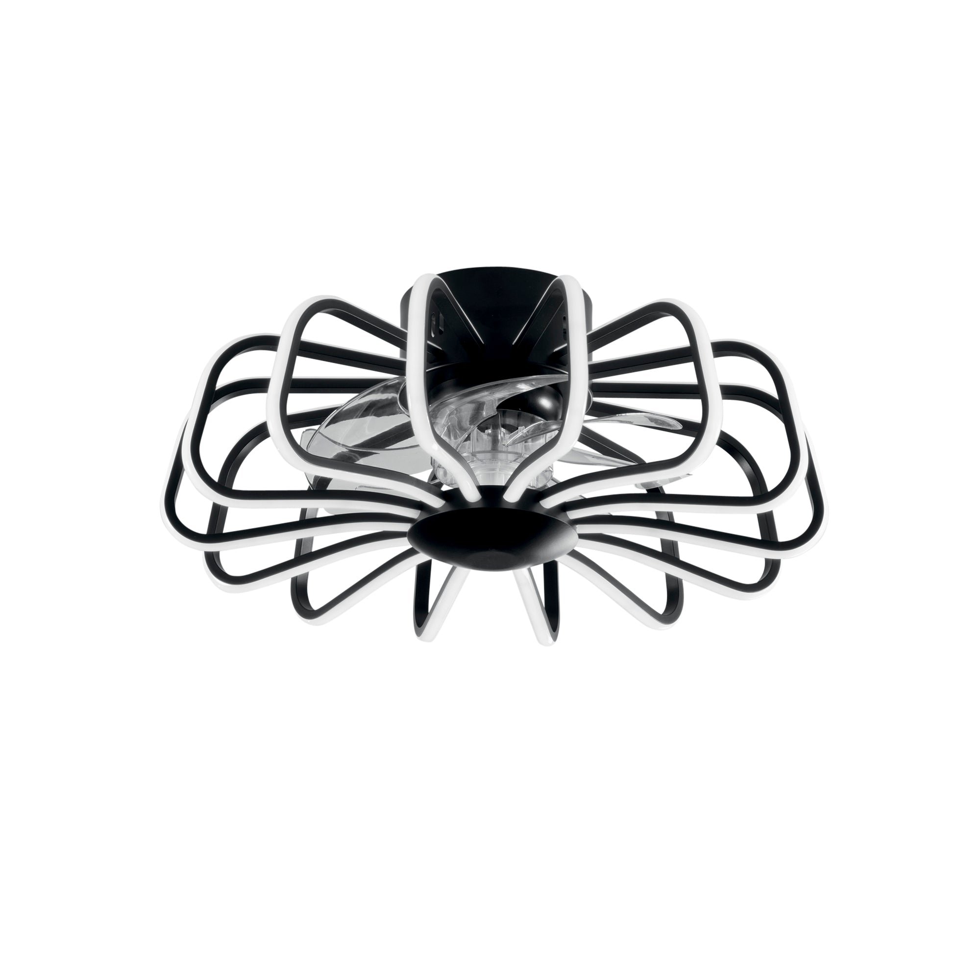 FAN LED-GRECALE-B-INT Svítidlo s ventilátorem GRECALE černá akrylát/hliník 80 W 8470 lm CCT stmívatelné Wi‑Fi 50x20,7 cm - FANEUROPE