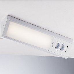 Obrázek pro produkt LED lišta HABILIS bílá, hliník/polykarbonát, 15 W, 1750 lm, 4000 K, 1xSCHUKO + 2xUSB, 12,2 x 78,5 x 7,9 cm - FANEUROPE
