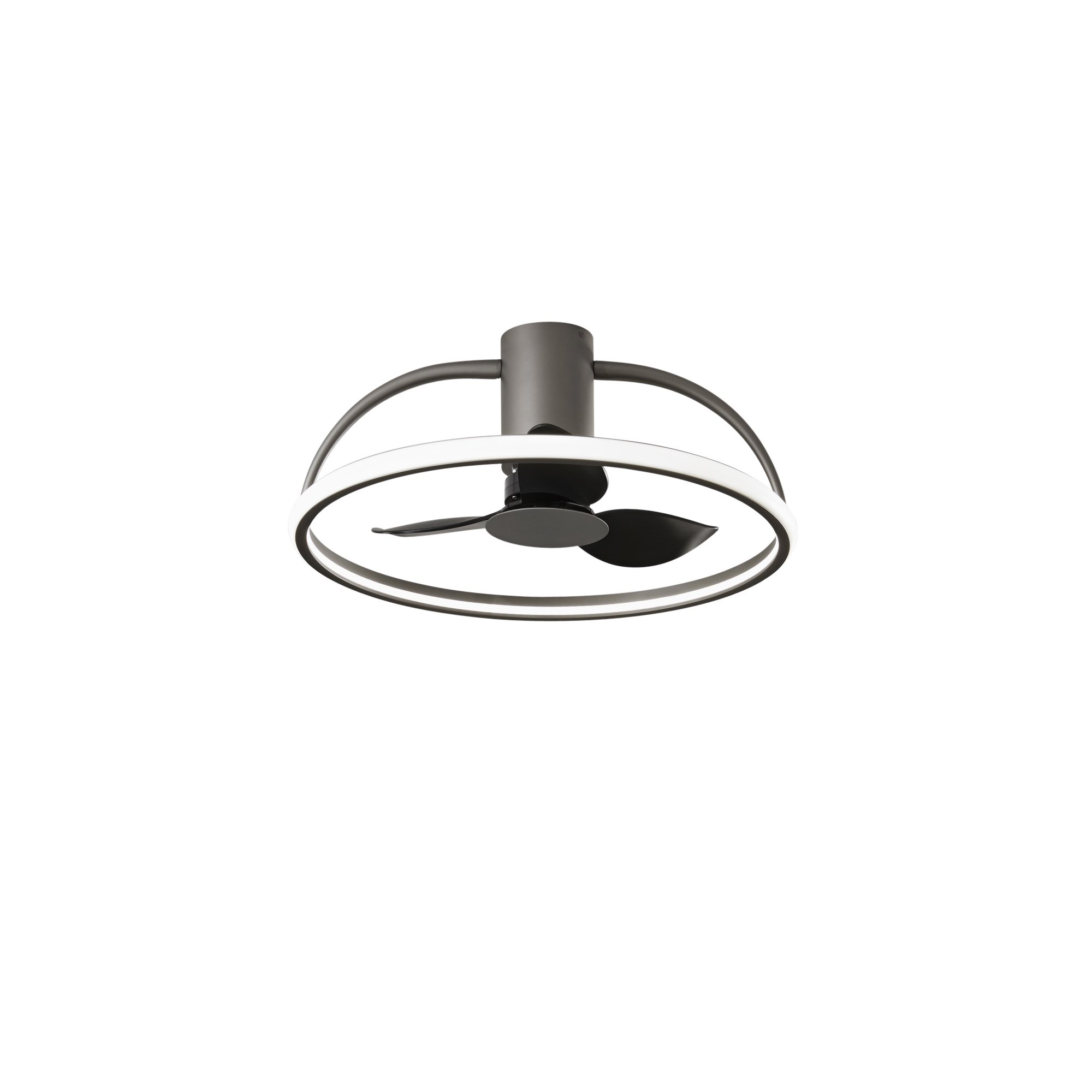 FAN LED-HADLEY-GR Stropní ventilátorové LED svítidlo VENTILATORE, 55 W, CCT, 5250 lm, šedá, pr. 60 x 25 cm - FANEUROPE