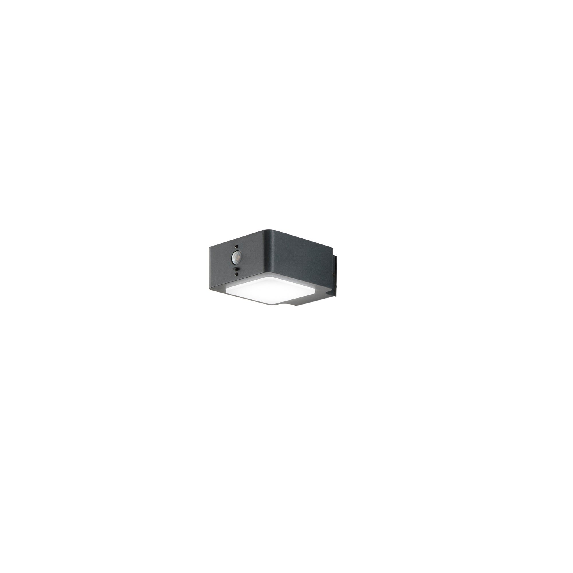 FAN LED-TED-AP Solární nástěnné svítidlo LED TED antracit hliník 3 W 300 lm 4000 K IP44 solární panel 7,5x7,3x14,3 cm - FANEUROPE