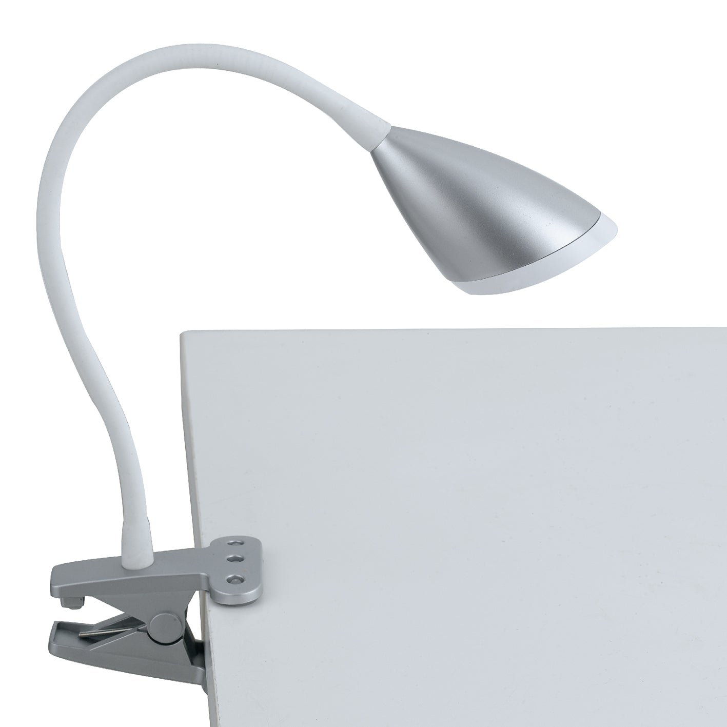 FAN LEDT-HEGEL-SILVER Stolní lampa LAMPADA DA LETTURA LED HEGEL stříbrná s klipem 3,7 W 450 lm 4000 K 9,5x33 cm - FANEUROPE
