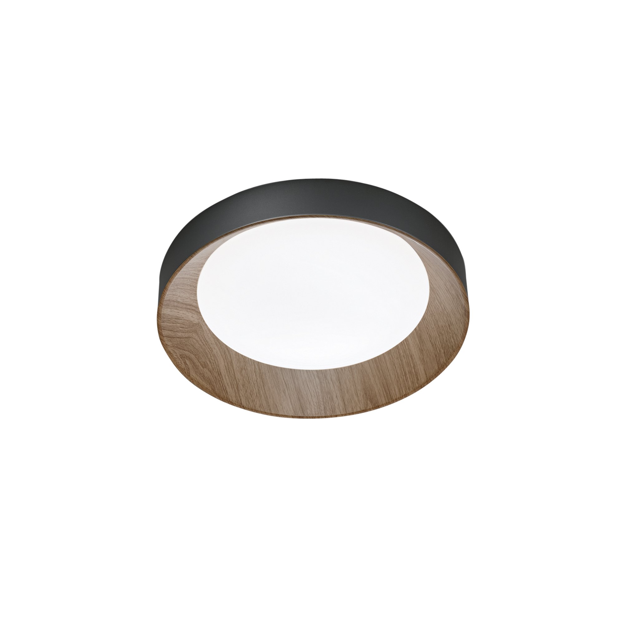 FAN I-ARKA-PL40-NER Stropní LED svítidlo Arka, černé/dřevo, 23 W, 3300 lm, CCT 3000/4000/6500 K, 40 x 9 cm - FANEUROPE