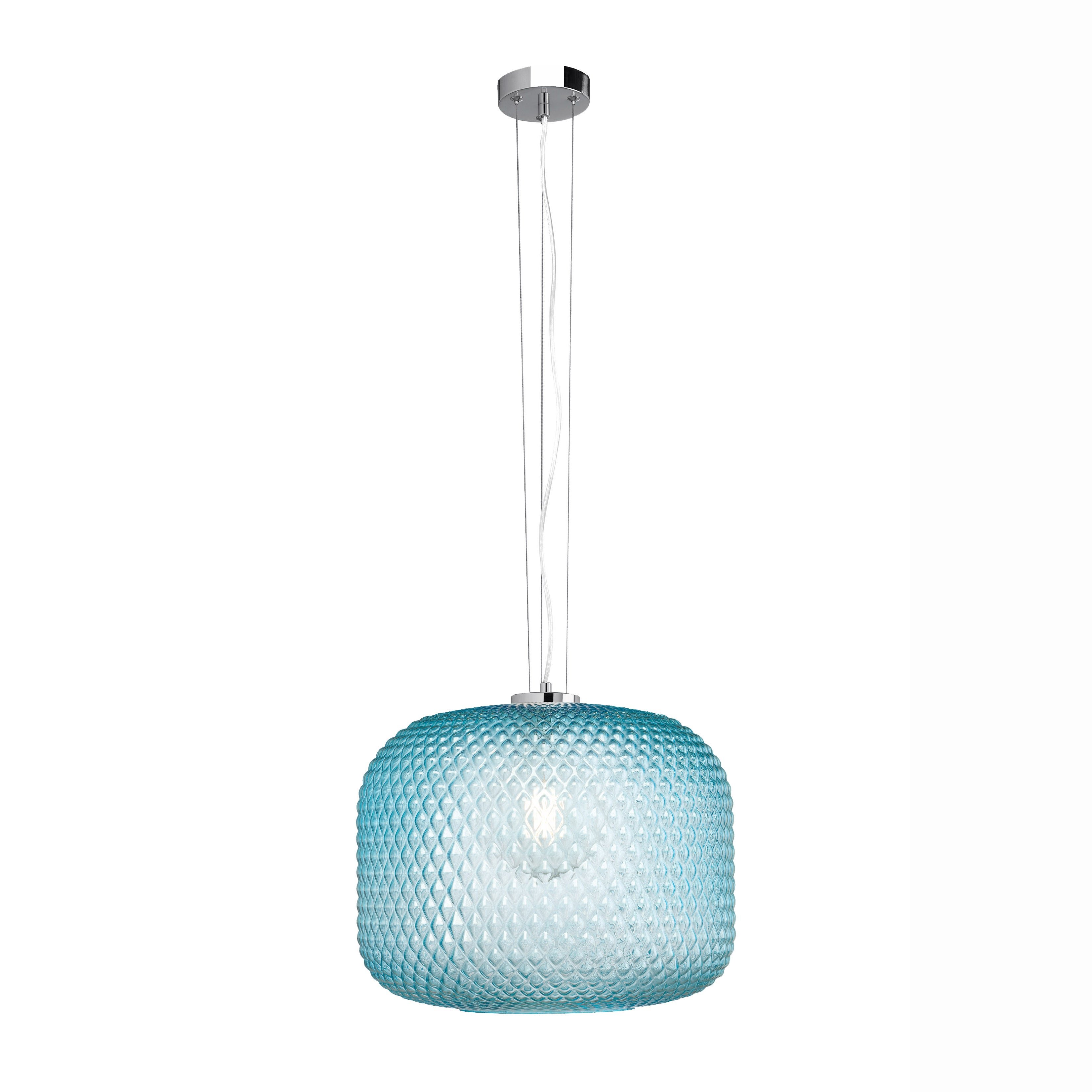 FAN I-ASHFORD-S40 BLU Závěsné svítidlo Ashford Sferica, tyrkysové, 1 x E27, 40 x 150 cm - FANEUROPE