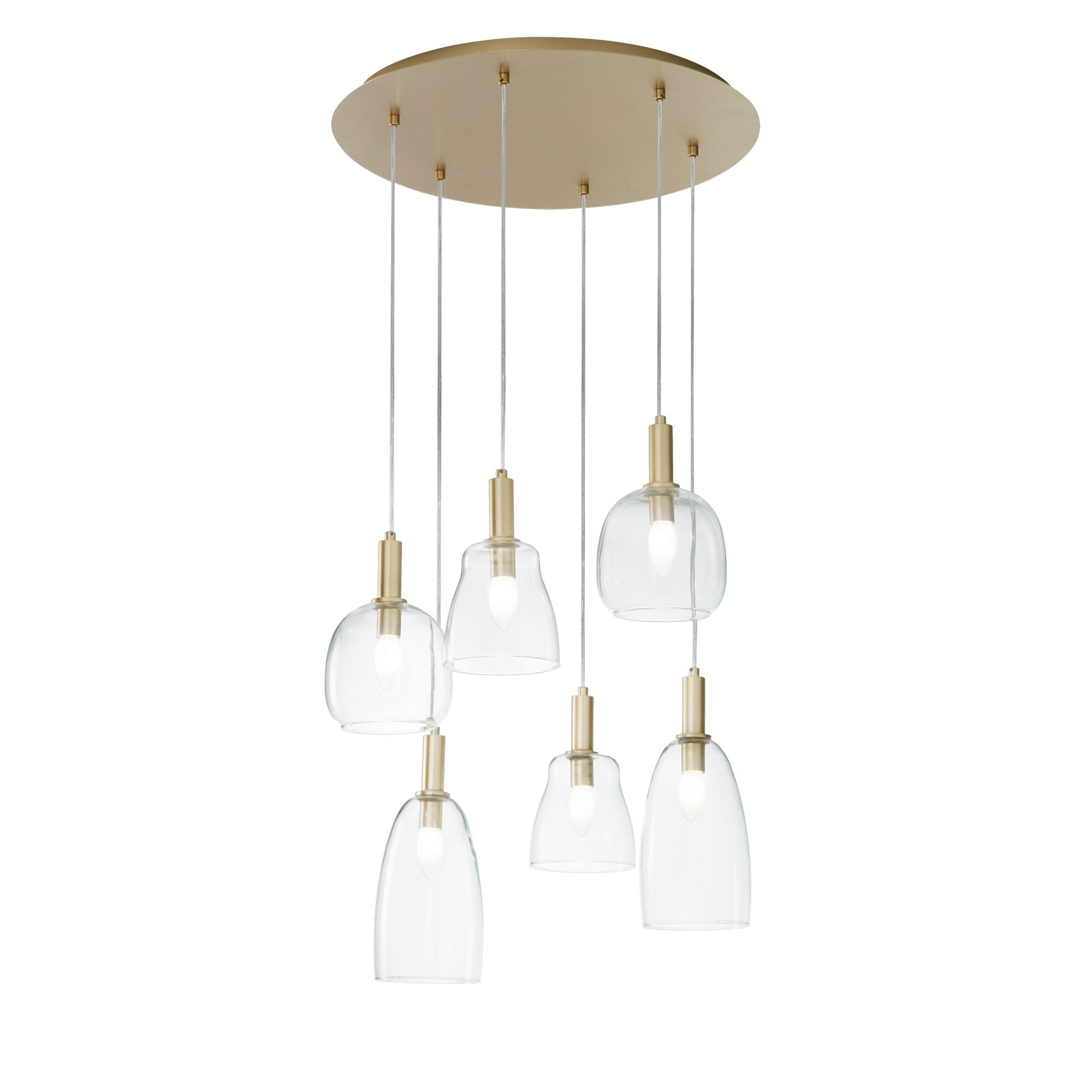 FAN I-BRANDY-S6 Závěsné svítidlo Brandy, zlaté, 6xE14, 60 x 50 x 150 cm - FANEUROPE