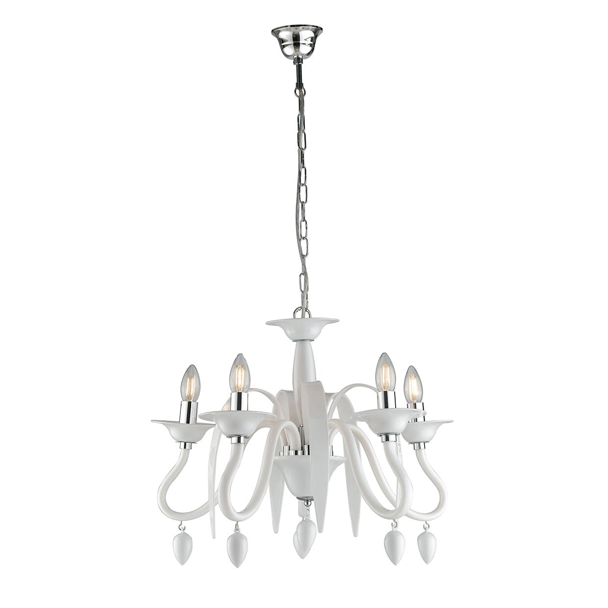 FAN I-ESTEFAN-S5 BCO Závěsné svítidlo Estefan, bílé, 5 x E14, 53 x 180 cm - FANEUROPE