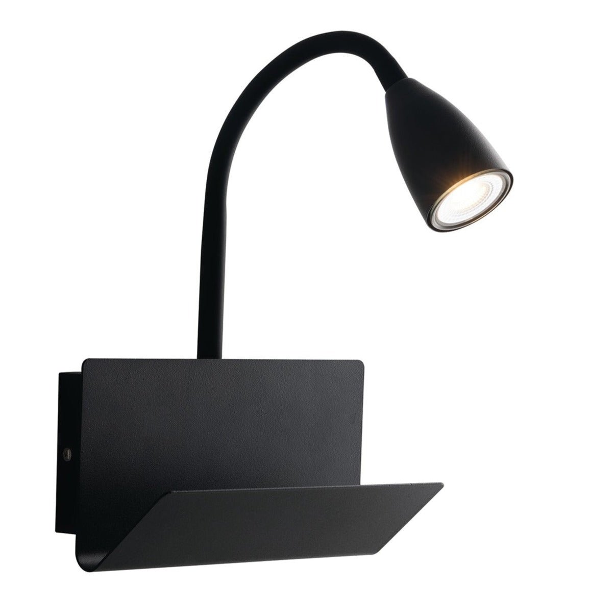 FAN I-GULP-AP NER Nástěnné svítidlo Gulp Flessibile, černé, s USB 2 A, 1 x GU10, 23 x 27 x 49 cm - FANEUROPE