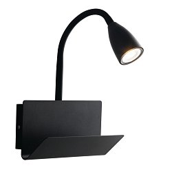 Obrázek pro produkt Nástěnné svítidlo Gulp Flessibile, černé, s USB 2 A, 1 x GU10, 23 x 27 x 49 cm - FANEUROPE