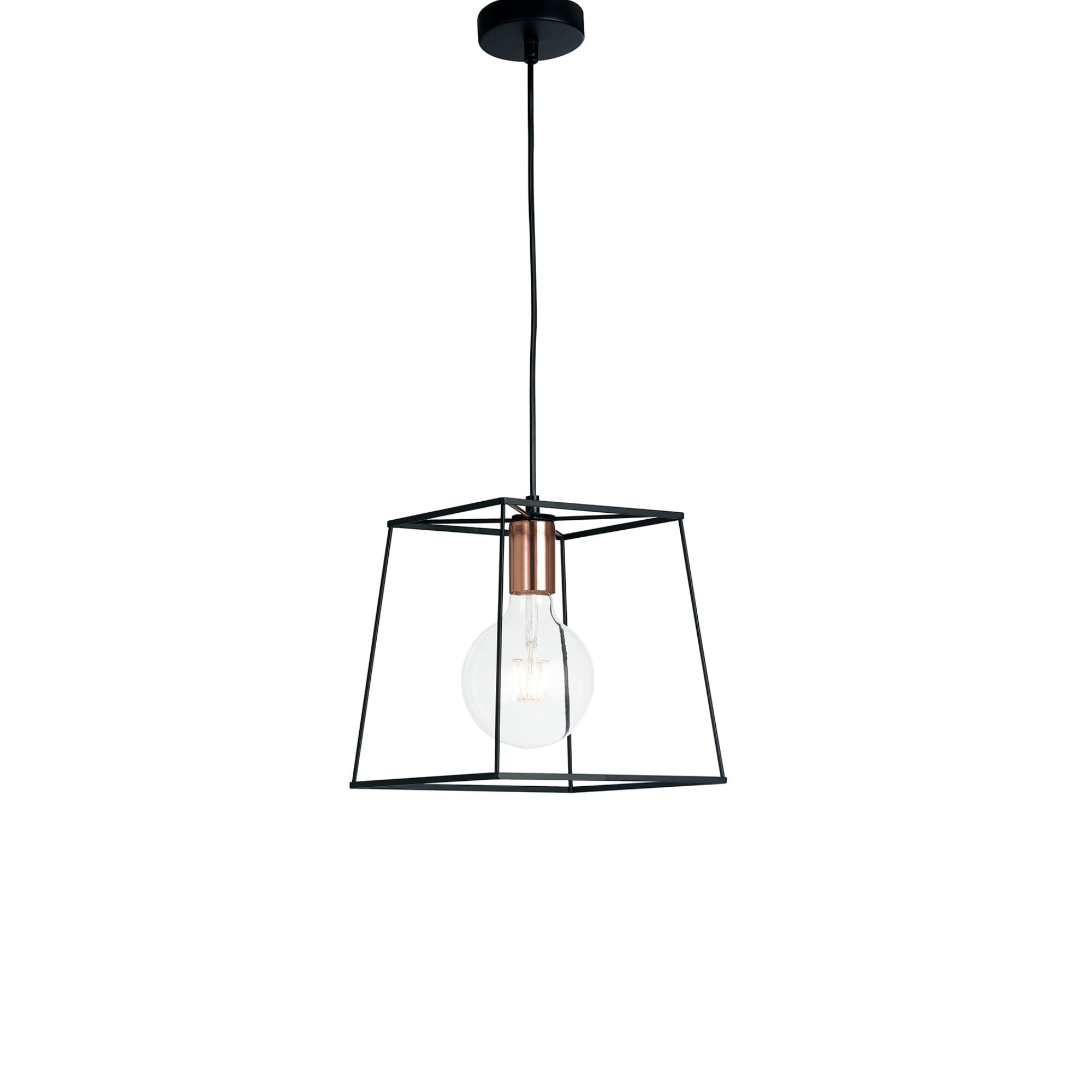 FAN I-HARLEM-L-S1 Závěsné svítidlo Harlem, černé/měděné, 1 x E27, 25 xx25 x 125 cm - FANEUROPE