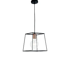 Obrázek pro produkt Závěsné svítidlo Harlem, černé/měděné, 1 x E27, 25 xx25 x 125 cm - FANEUROPE