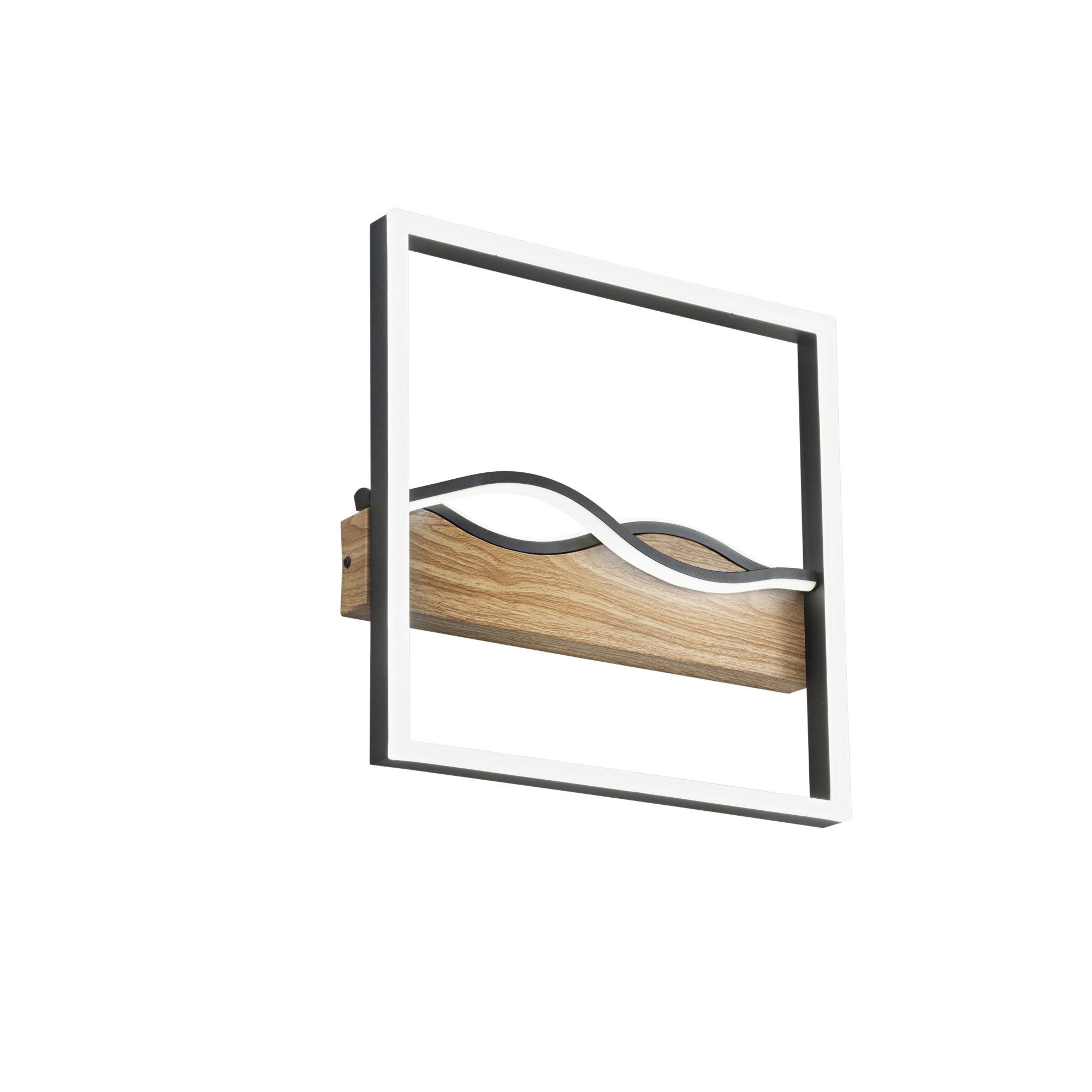 FAN I-HAWAII-Q40-NER Stropní LED svítidlo Hawaii hranaté, černé/dřevěné, 40 W, 5120 lm, CCT, 40 x 40 x 6,3 cm - FANEUROPE