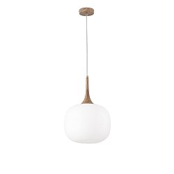 Obrázek pro produkt Závěsné svítidlo Jaipur, bílé/dřevo, 1 x E27, 30 x 150 cm - FANEUROPE