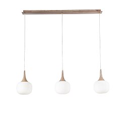 Obrázek pro produkt Závěsné svítidlo Jaipur, bílé/dřevo, 3 x E14, 97 x 150 cm - FANEUROPE