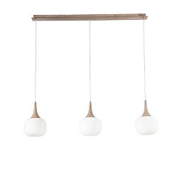 Obrázek pro produkt Závěsné svítidlo Jaipur, bílé/dřevo, 3 x E14, 97 x 150 cm - FANEUROPE