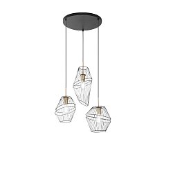 Obrázek pro produkt Závěsné svítidlo Kiko, černá/zlatá, 3 x E27, 42 x 150 cm - FANEUROPE