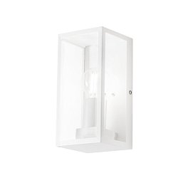 Obrázek pro produkt Venkovní nástěnné svítidlo Mondrian, kov/sklo, bílé, 1 x E27, 23,6 x 11 x 13 cm, IP44 - FANEUROPE