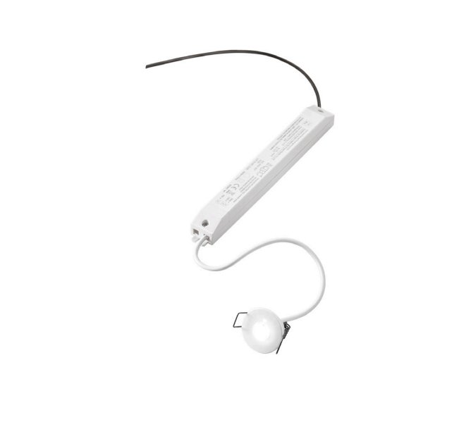 FAN INC-HELP-R37 Zápustné svítidlo LED Help, bílé, polykarbonát, 1,2 W, 130 lm, 4000 K, nouzová baterie 3 h, 3,7 x 3,7 x 2,6 cm - FANEUROPE