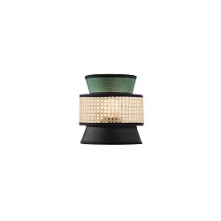 Obrázek pro produkt Nástěnné svítidlo Gazebo zelená + černá + přírodní ratan, 1 x E27, 24 x 27 cm - FANEUROPE