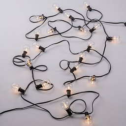 Obrázek pro produkt Žárovková girlanda LED PICNIC, černý, 230 V, délka 7,62 m, IP44, 3000 K (25 žárovek) - FANEUROPE