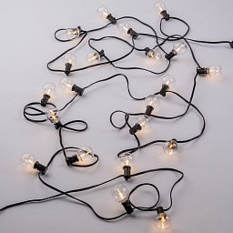 Obrázek pro produkt Žárovková girlanda LED PICNIC, černý, délka 7,62 m, IP44, 3000 K (25 žárovek), solární napájení - FANEUROPE