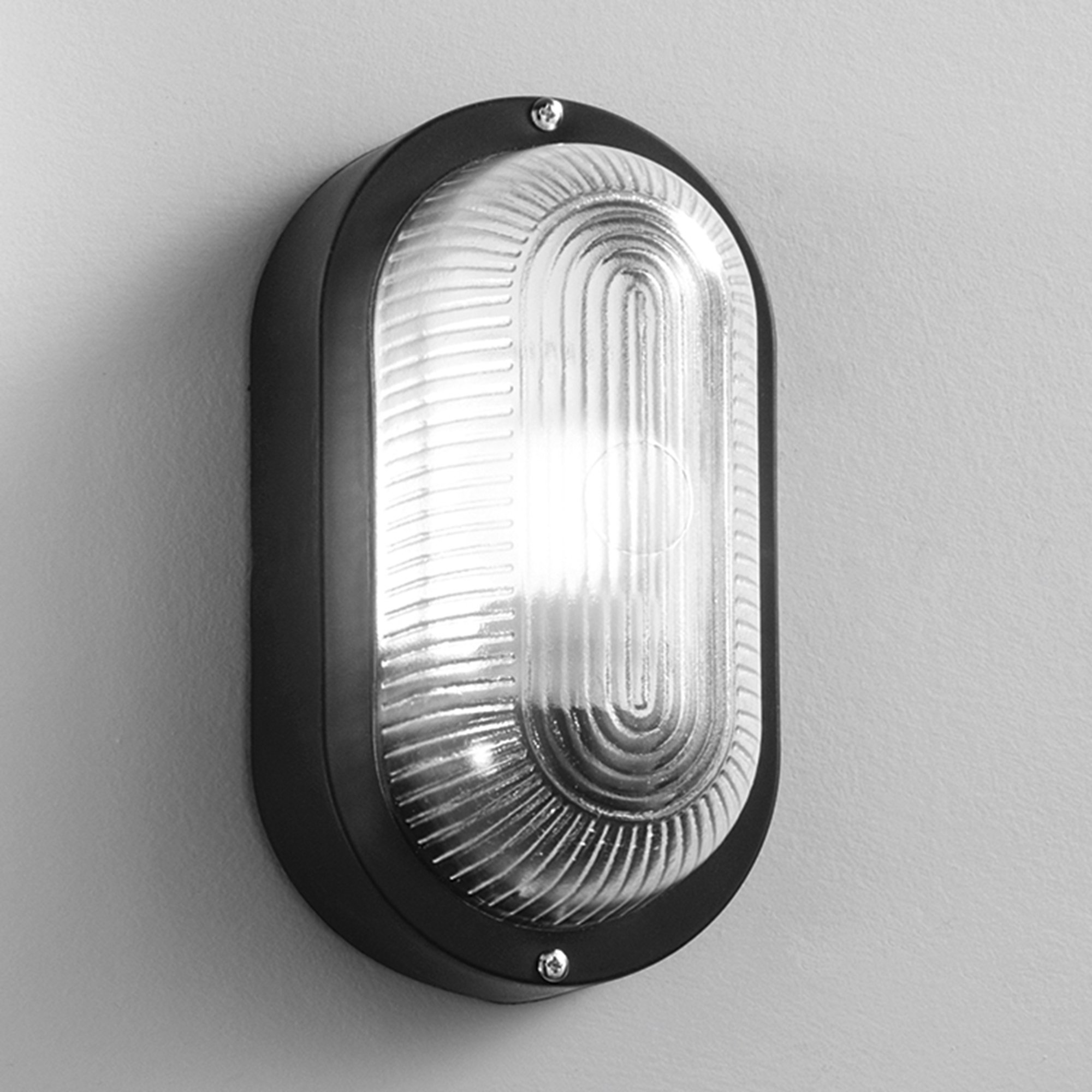FAN I-TURTLE-AP-B-NER Nástěnné svítidlo Turtle (černé oválné hladké sklo) IP54, objímka E27, 12 x 9,5 x 20,5 cm - FANEUROPE