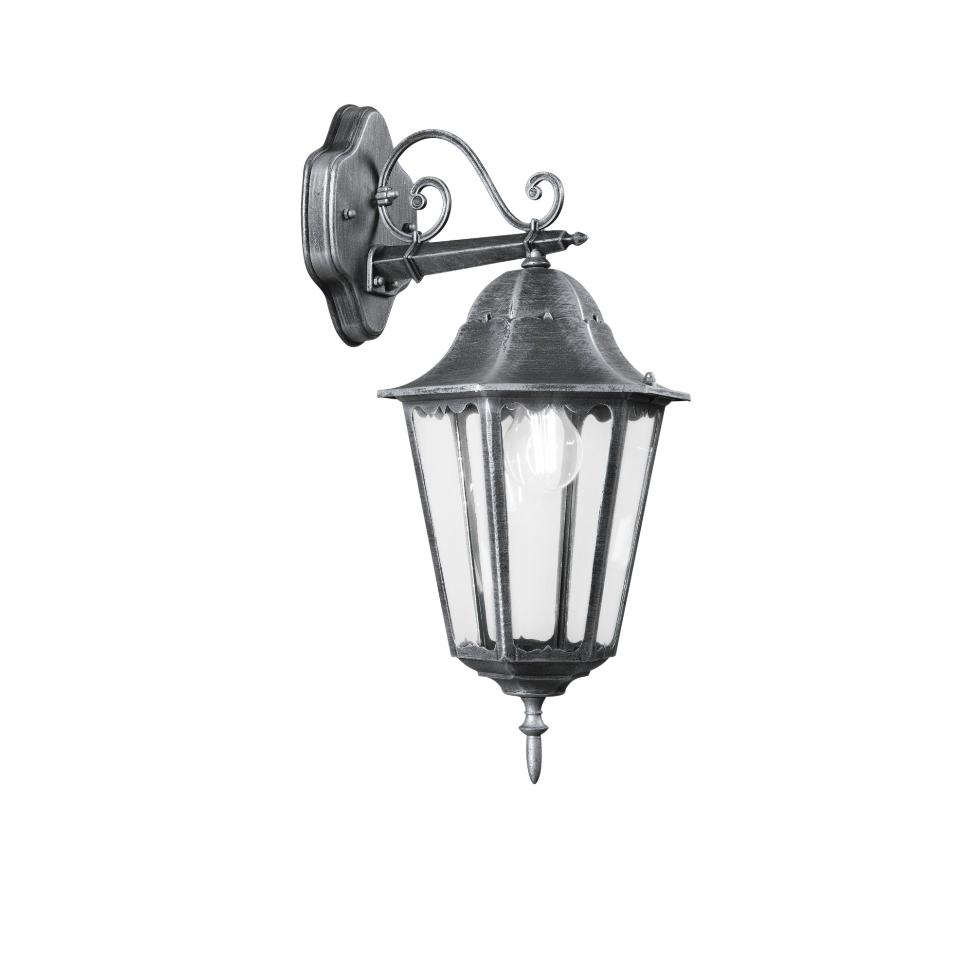 FAN LANT-FIRENZE/AP1B Venkovní nástěnné svítidlo DOWN FIRENZE černá/stříbrná, 1xE27, IP44, 28,6 x 50,5 cm - FANEUROPE