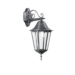Obrázek pro produkt Venkovní nástěnné svítidlo DOWN FIRENZE černá/stříbrná, 1xE27, IP44, 28,6 x 50,5 cm - FANEUROPE