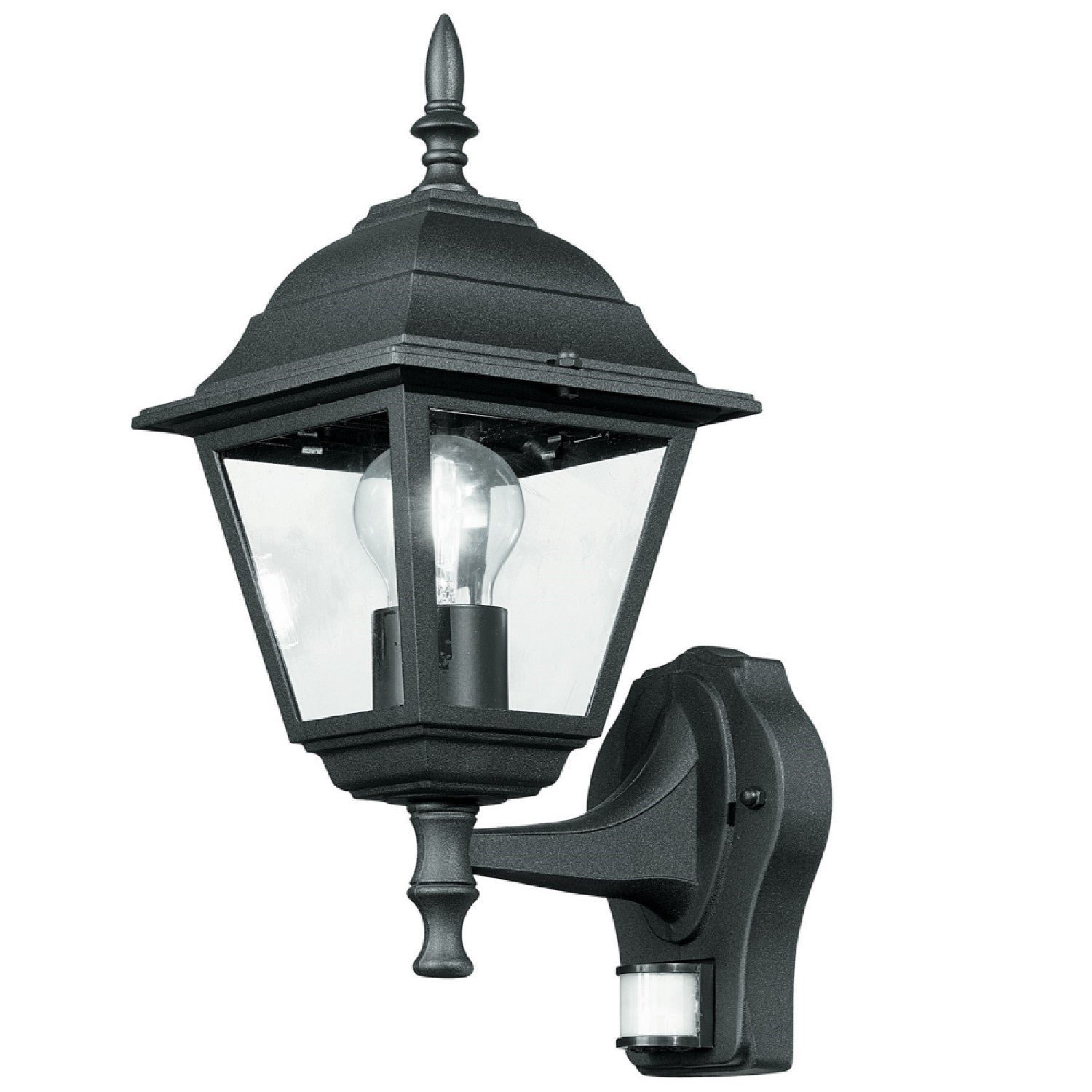 FAN LANT-ROMA/AP1A-S Venkovní nástěnné svítidlo UP ROMA černá se senzorem, 1xE27, IP44, 19,5 x 39 x 14,6 cm - FANEUROPE