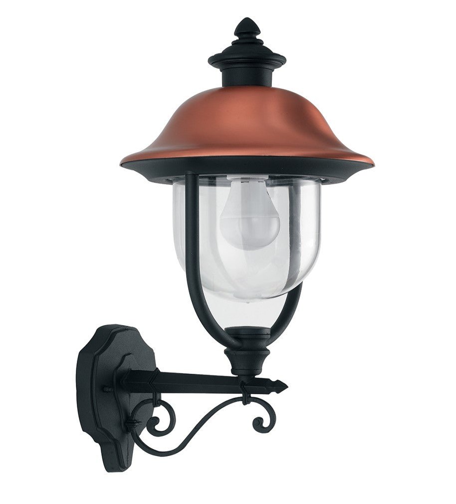 FAN LANT-VENEZIA-AP1A Venkovní nástěnné svítidlo UP VENEZIA černá/měď, 1xE27, IP44, 29 x 52,5 x 25 cm - FANEUROPE
