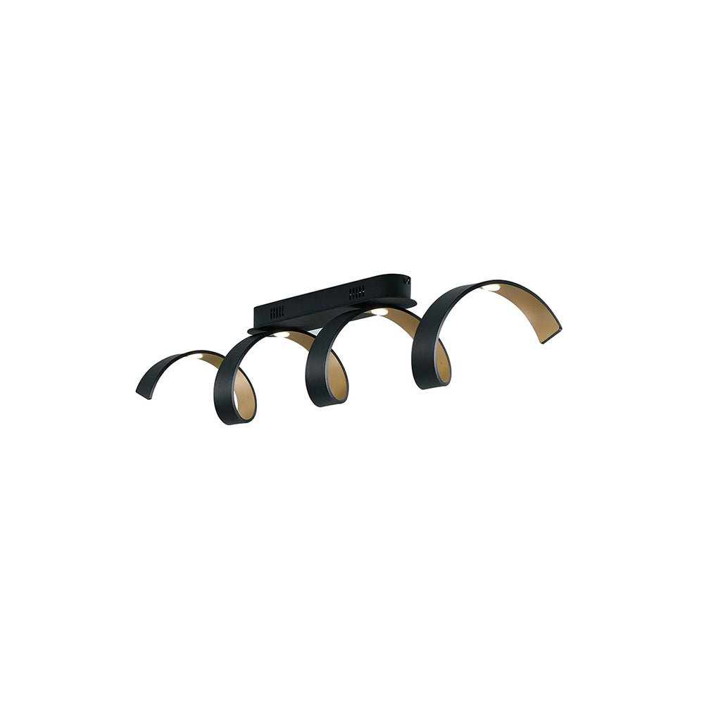 FAN LED-HELIX-PL4 NER Stropní LED svítidlo HELIX černá/zlatá, 20 W, 1680 lm, 4000 K, 80 x 18 cm - FANEUROPE