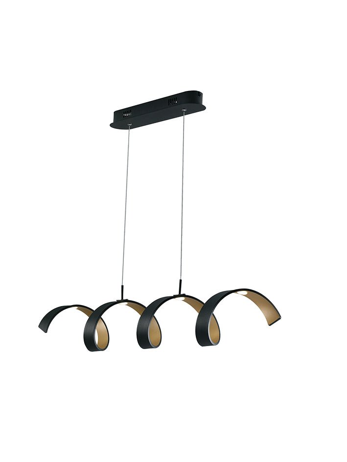 FAN LED-HELIX-S4 NER Závěsné svítidlo LED HELIX černá/zlatá, 20 W, 1680 lm, 4000 K, 80 × 13,5 × 120 cm - FANEUROPE